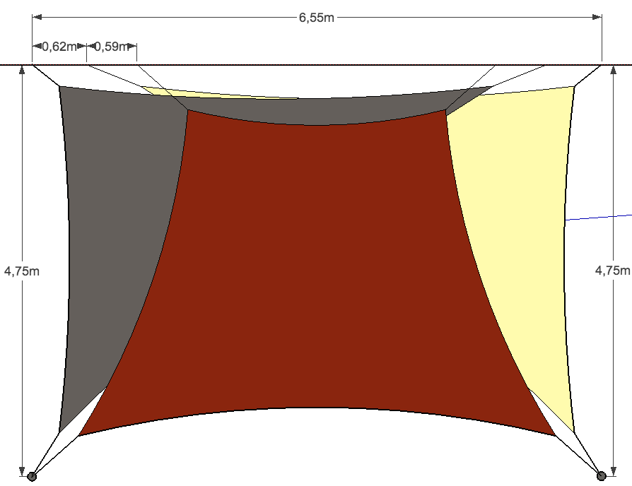 Schéma pack 3 voiles d'ombrage 2 triangles 1 trapèze