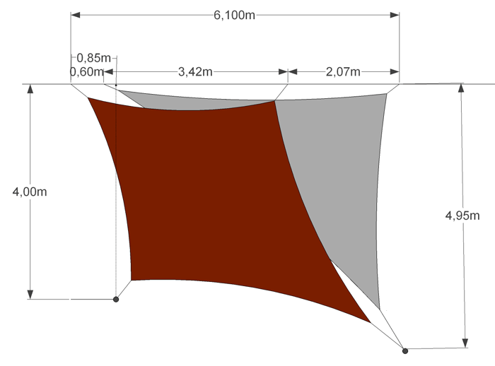 Schéma pack 2 voiles d'ombrage losange + triangle