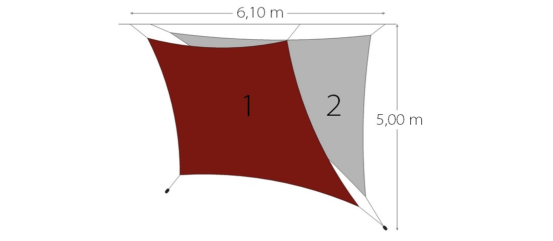 Schéma pack 2 voiles d'ombrage losange + triangle