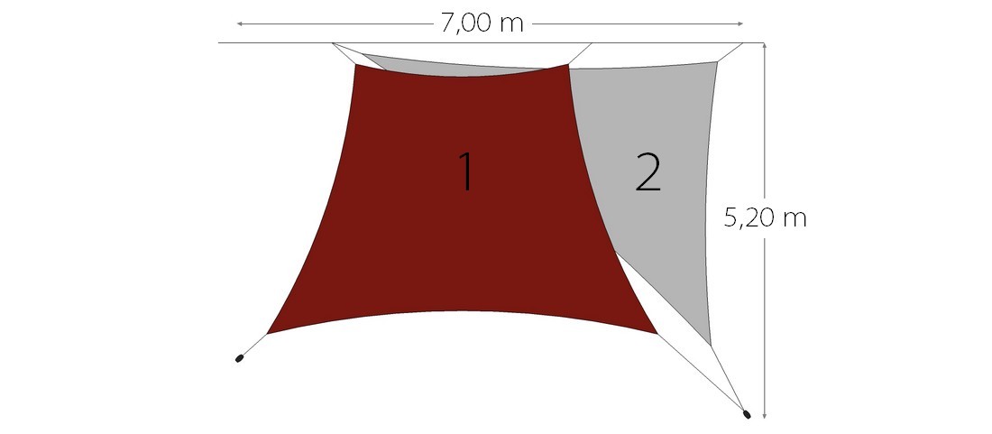 Schéma pack 2 voiles d'ombrage losange + triangle