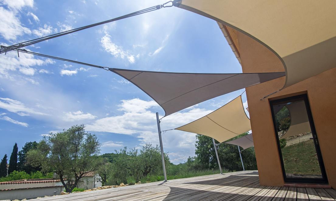 Shade sails on southern house